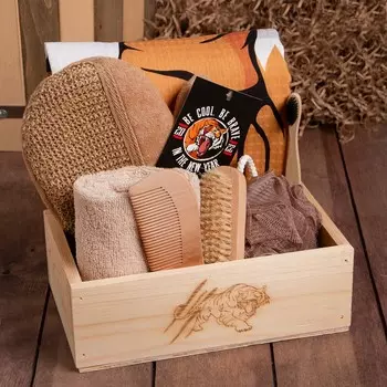 Новый год. набор подарочный этель tiger, полотенце 70х146см и аксессуары