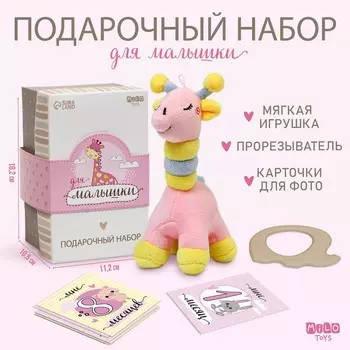 Набор подарочный: мягкая игрушка+прорезыватель+карточки для фото