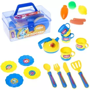 Набор посуды, смешарики, в контейнере