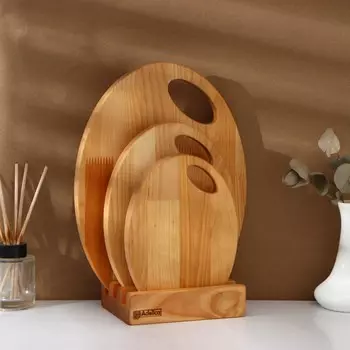 Набор деревянных разделочных досок на подставке adelica, 3 шт: 3024, 22,518, 1915 см, пропитаны минеральным маслом, береза