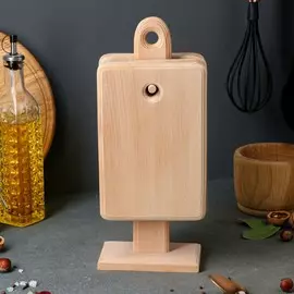 Набор разделочных досок на подставке, малый, 4 шт, 14.5х22х1.4 см, массив бука