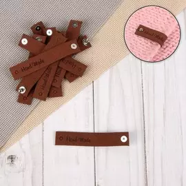 Бирка с кнопкой hand made, 81.5 см, 10 шт., коричневая