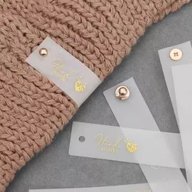 Бирка с кнопкой hand made, 81.8 см, 10 шт., цвет золотой, белый