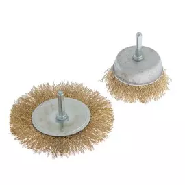 Набор щеток металлических для дрели тундра, плоская 100 мм, чашка 75 мм, 2 шт.