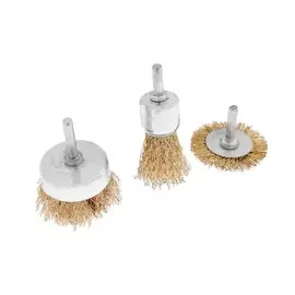 Набор щеток металлических для дрели тундра, плоская 50 мм, чашки 25-50 мм, 3 шт.