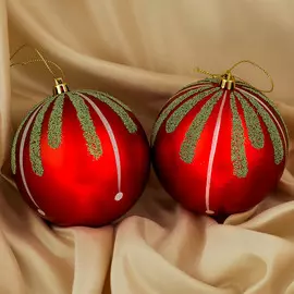 Ёлочные игрушки, шары новогодние , пластик, набор d-10 см, 2 шт