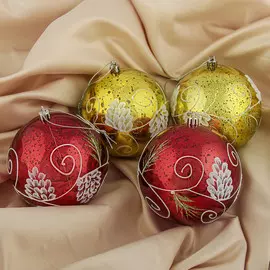 Набор шаров пластик d-10 см, 4 шт