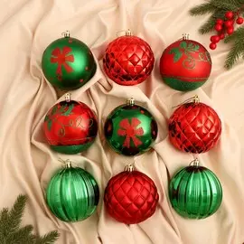 Набор шаров пластик d-10 см, 9 шт