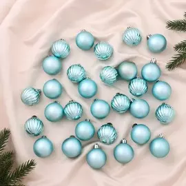 Ёлочные игрушки, шары новогодние , пластик, набор d-4 см, 30 шт