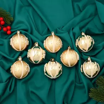 Ёлочные игрушки, шары новогодние , пластик, набор d-5,5 см, 8 шт