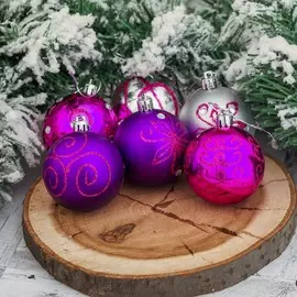 Набор шаров пластик d-6 см, 12 шт