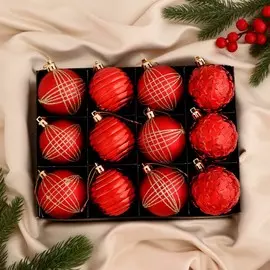 Набор шаров пластик d-6 см, 12 шт