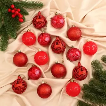 Набор шаров пластик d-6 см, 16 шт