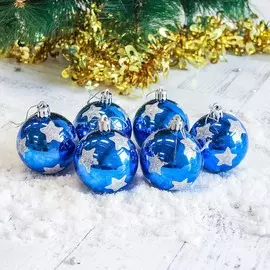 Набор шаров пластик d-6 см, 6 шт