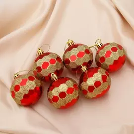 Набор шаров пластик d-6 см, 6 шт