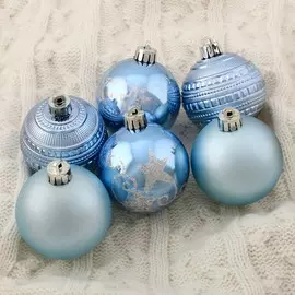 Набор шаров пластик d-6 см, 6 шт