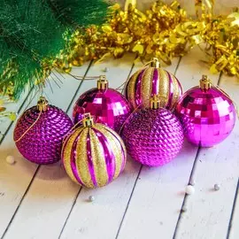 Набор шаров пластик d-6 см, 6 шт