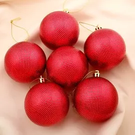 Ёлочные игрушки, шары новогодние , пластик, набор d-6 см, 6 шт