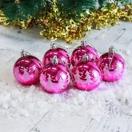 Набор шаров пластик d-6 см, 6 шт