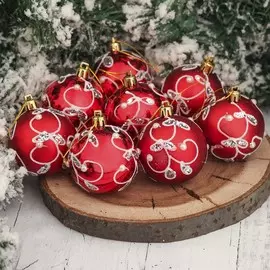 Набор шаров пластик d-6 см, 8 шт