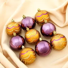 Набор шаров пластик d-6 см, 9 шт