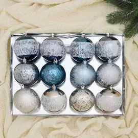 Набор шаров пластик d-8 см, 12 шт