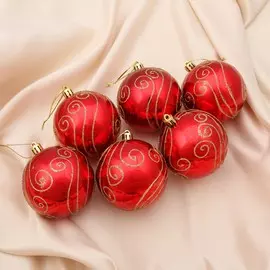 Набор шаров пластик d-8 см, 6 шт