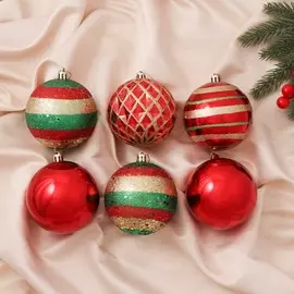 Набор шаров пластик d-8 см, 6 шт