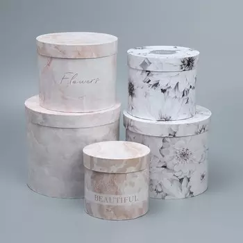 Набор шляпных коробок 5 в 1, упаковка подарочная,