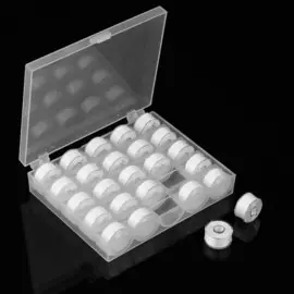 Набор шпулек с нитками в контейнере, d = 20 мм, 25 шт, цвет белый