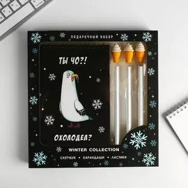 Набор скетчбук, фигурный ластик, карандаши
