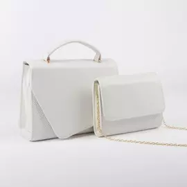 Набор сумок, отдел на молнии, длинный ремень, цепочка, цвет белый
