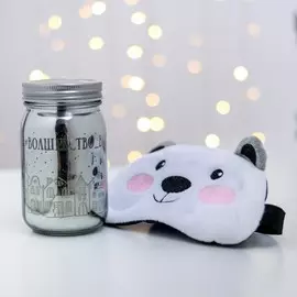 Новогодняя свеча в банке и маска для сна