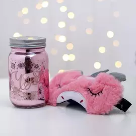 Новогодняя свеча в банке и маска для сна