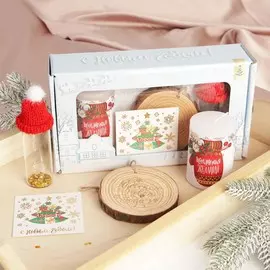 Новогодняя свеча столбик и банка для пожеланий