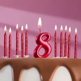 Набор свечей для торта (2 в 1) рубиновая цифра