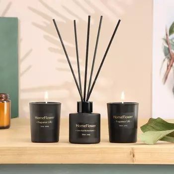 Набор свечей с диффузором home flower, хилтон, (2 свечи по 50 г+ 1 диффузор 50 мл)
