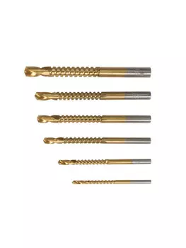 Набор сверл фрезерных универсальных тундра, hss, tin, цилиндр. хвостовик, 3 - 8 мм, 6 шт.