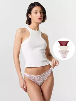 Набор трусов-слипов женских с принтом, 3 шт