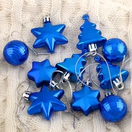 Ёлочные игрушки, пластик, набор 10 шт