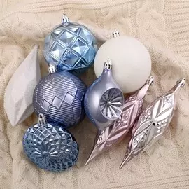 Ёлочные игрушки, пластик, набор 16 шт