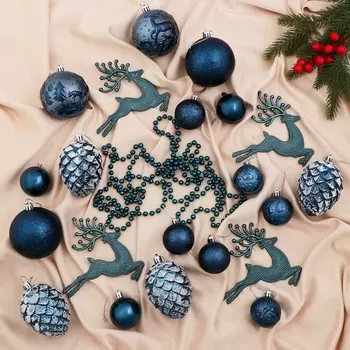 Ёлочные игрушки, пластик, набор 22 шт