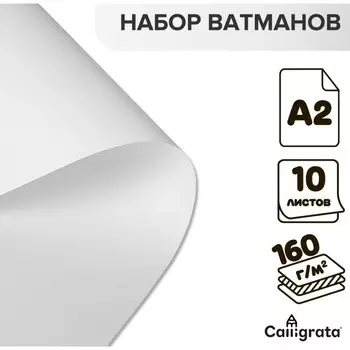 Набор ватманов чертежных а2, 160 г/м, 10 листов