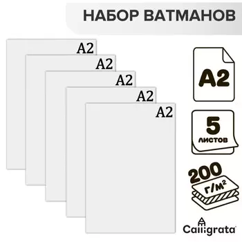 Набор ватманов чертежных а2, 200 г/м, 5 листов