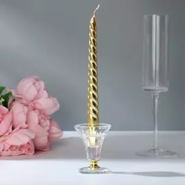 Набор витых свечей, 1,9х20 см, 6 штук, золотой металлик