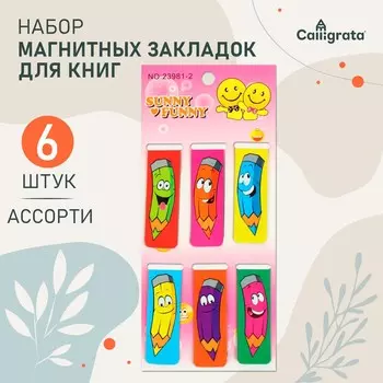 Набор закладок магнитных 6 штук