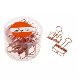 Зажимы для бумаг, комплект 10 штук, 32 мм, розовое золото