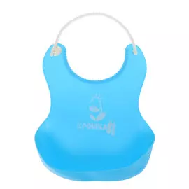 Нагрудник для кормления детский, силиконовый, с карманом, голубой