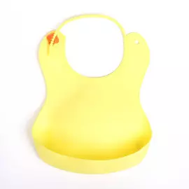 Нагрудник для кормления силиконовый с карманом, цвет желтый