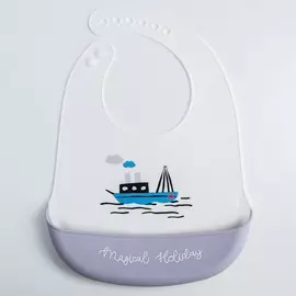 Нагрудник силиконовый, на кнопках, с карманом